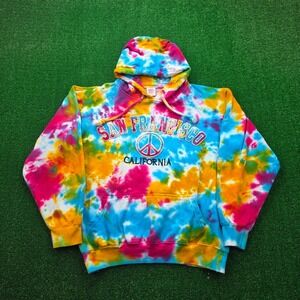 San Francisco DIMCO Apparel Tie-Dye Peace Sign Pullover Hoodie Unisex Medium